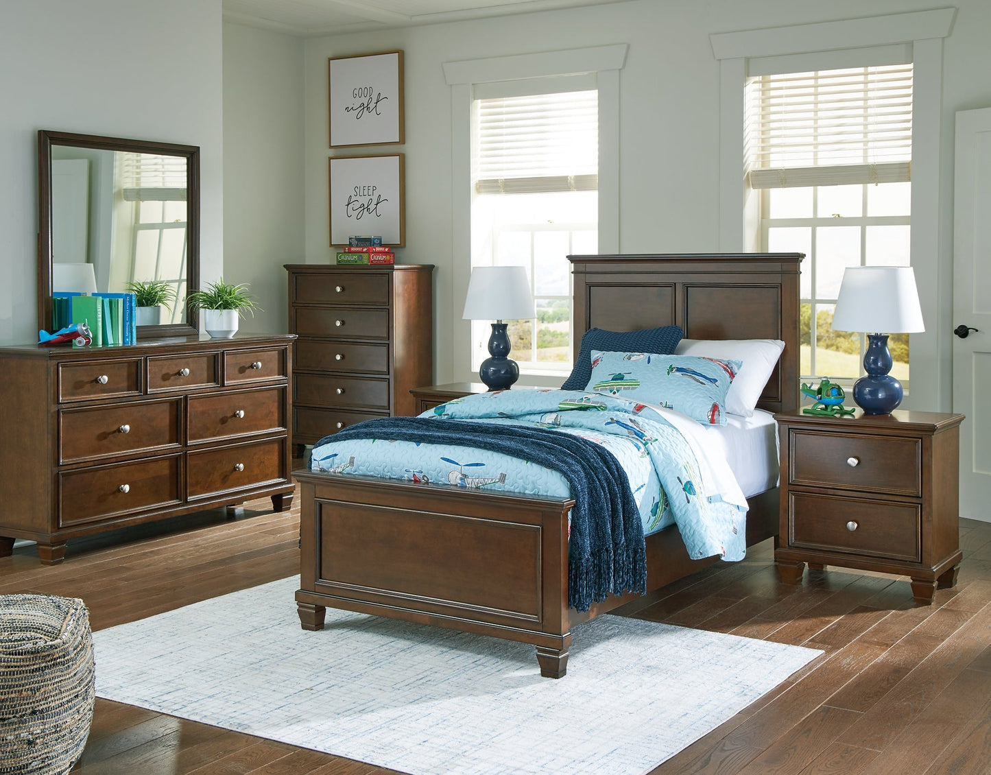 Danabrin Twin Panel Bed with Mirrored Dresser, Chest and Nightstand Signature Design by Ashley®