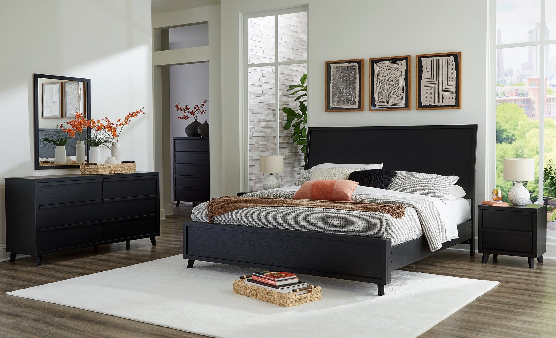 Danziar King Panel Bed with Mirrored Dresser, Chest and Nightstand Signature Design by Ashley®