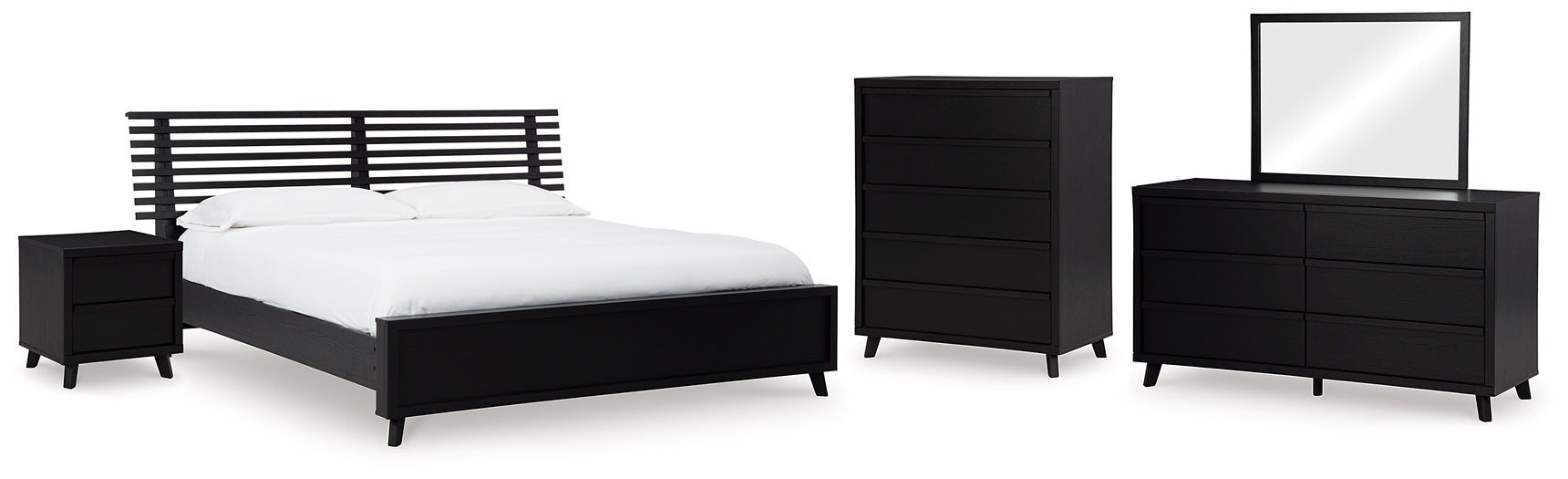 Danziar King Panel Bed with Mirrored Dresser, Chest and Nightstand Signature Design by Ashley®