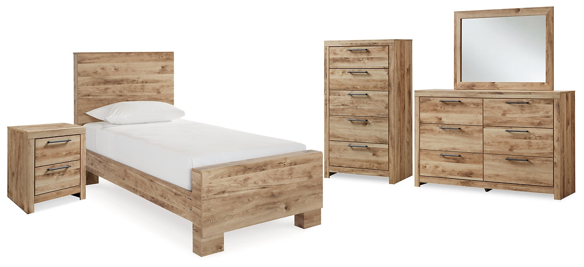 Hyanna Twin Panel Bed with Mirrored Dresser, Chest and Nightstand Signature Design by Ashley®
