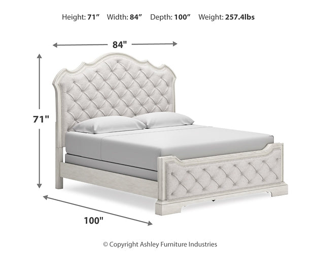 Arlendyne California King Upholstered Bed with Mirrored Dresser Signature Design by Ashley®