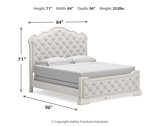 Arlendyne King Upholstered Bed with Mirrored Dresser Signature Design by Ashley®