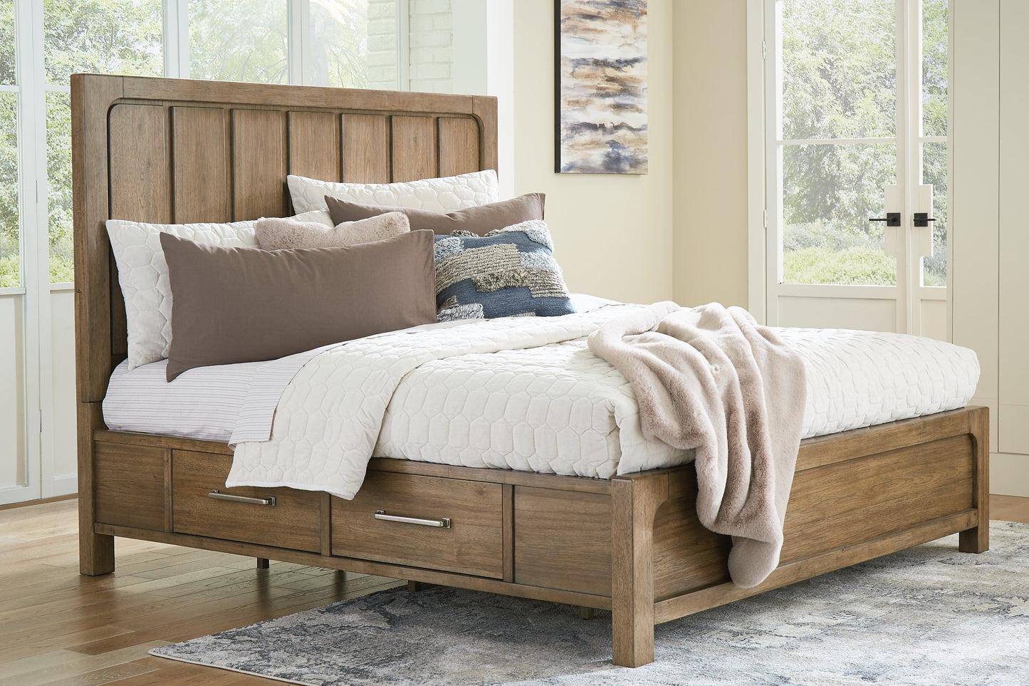 Cabalynn King Panel Bed with Storage with Mirrored Dresser, Chest and Nightstand Signature Design by Ashley®