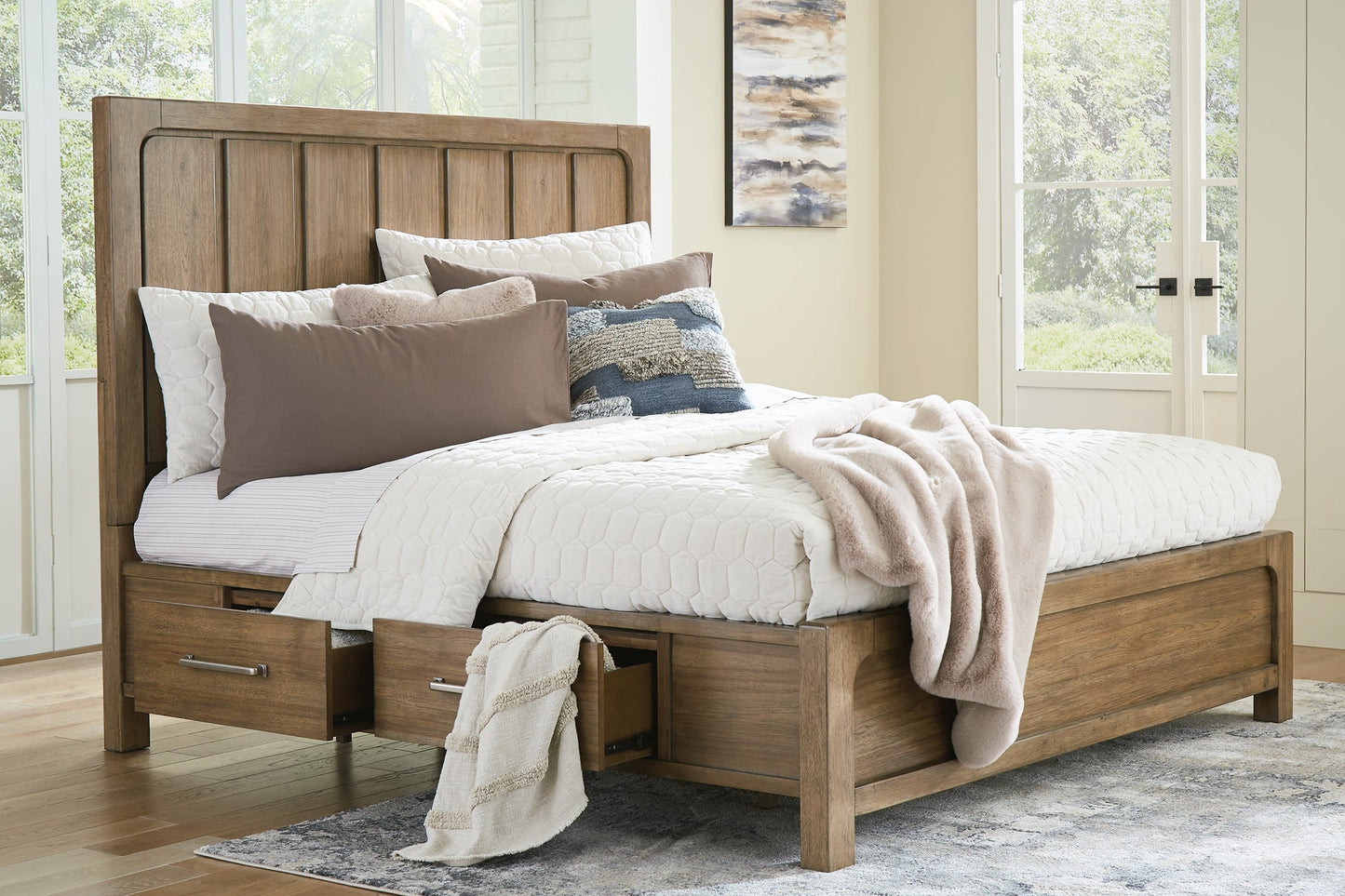 Cabalynn King Panel Bed with Storage with Mirrored Dresser, Chest and Nightstand Signature Design by Ashley®