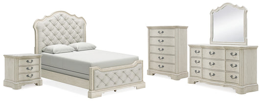 Arlendyne Queen Upholstered Bed with Mirrored Dresser, Chest and Nightstand Signature Design by Ashley®