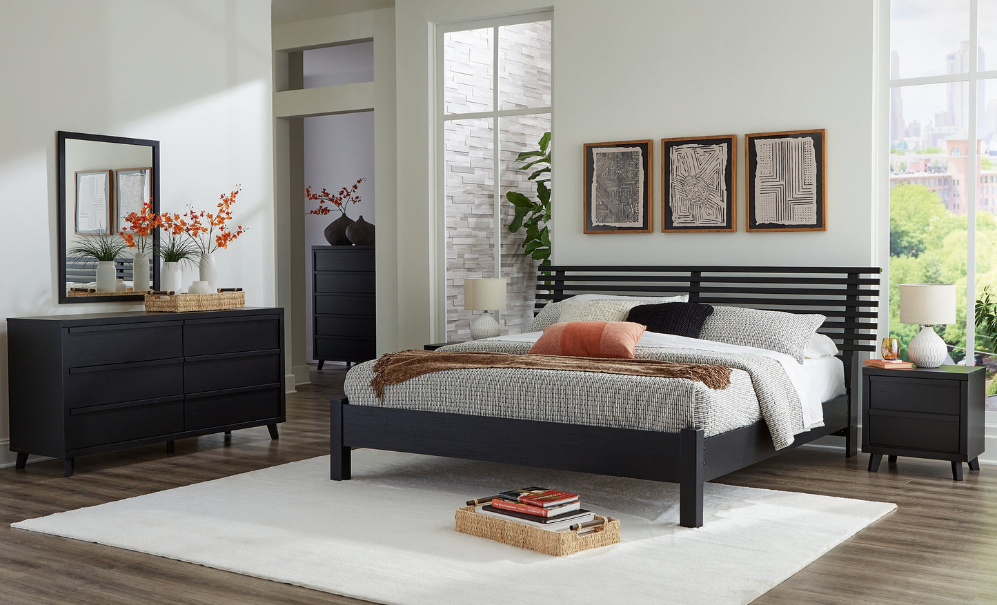 Danziar King Panel Bed with Mirrored Dresser, Chest and Nightstand Signature Design by Ashley®