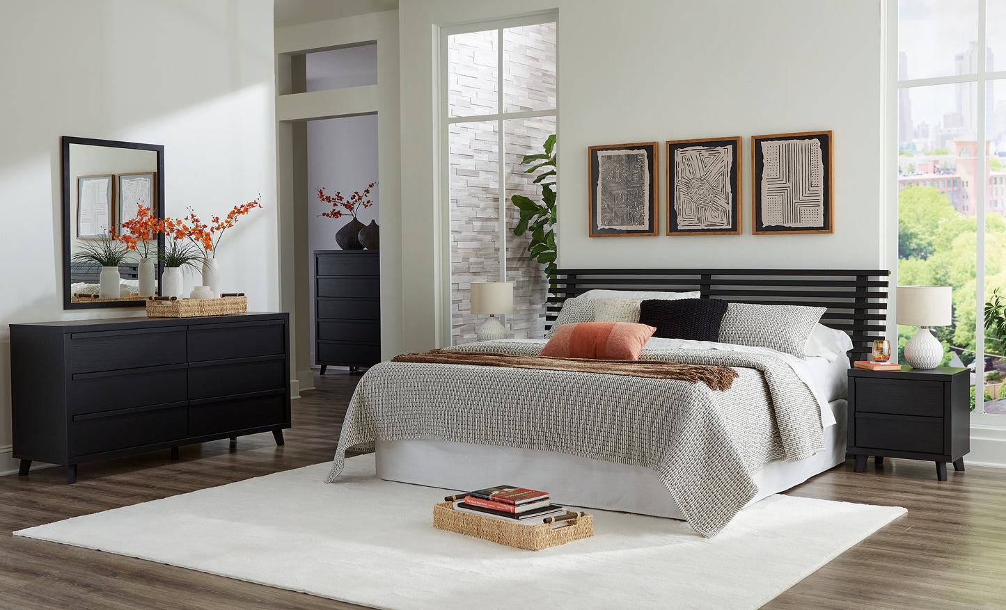 Danziar King Panel Headboard with Mirrored Dresser and Nightstand Signature Design by Ashley®