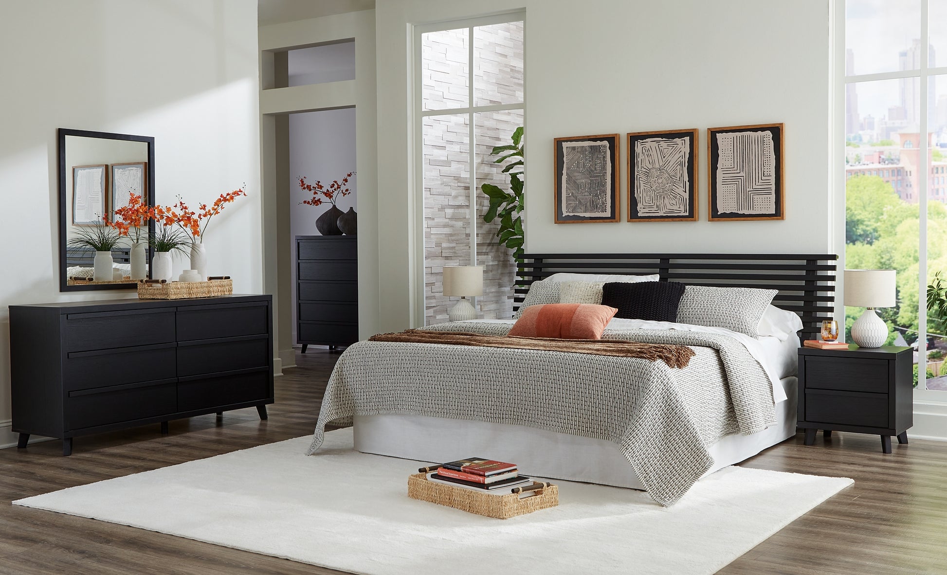 Danziar King Panel Headboard with Mirrored Dresser and Nightstand Signature Design by Ashley®