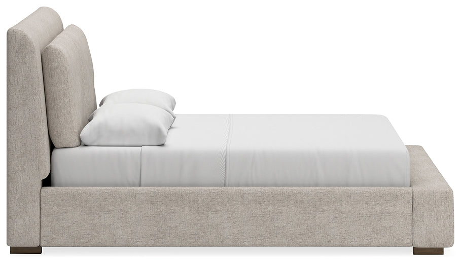 Cabalynn Queen Upholstered Bed with Mirrored Dresser Signature Design by Ashley®