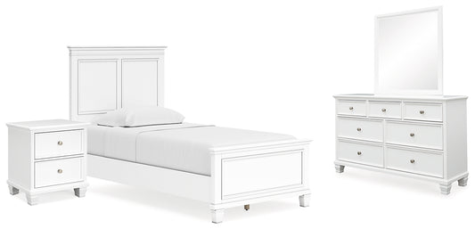 Fortman Twin Panel Bed with Mirrored Dresser and Nightstand Signature Design by Ashley®
