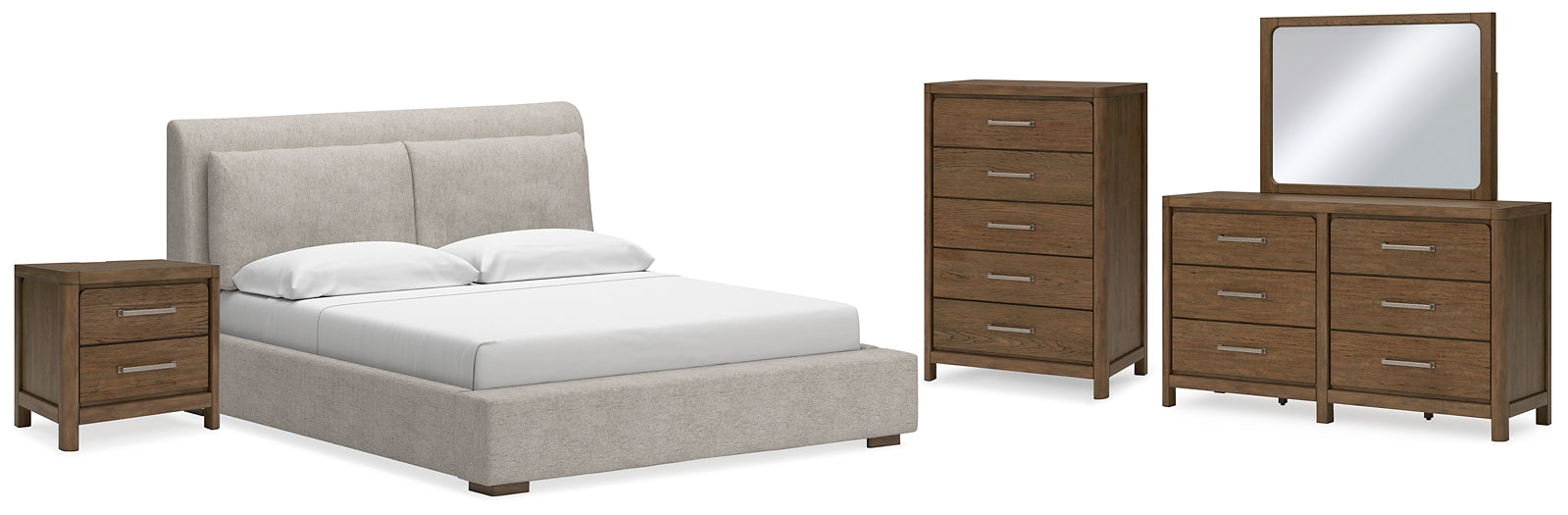 Cabalynn King Upholstered Bed with Mirrored Dresser, Chest and Nightstand Signature Design by Ashley®