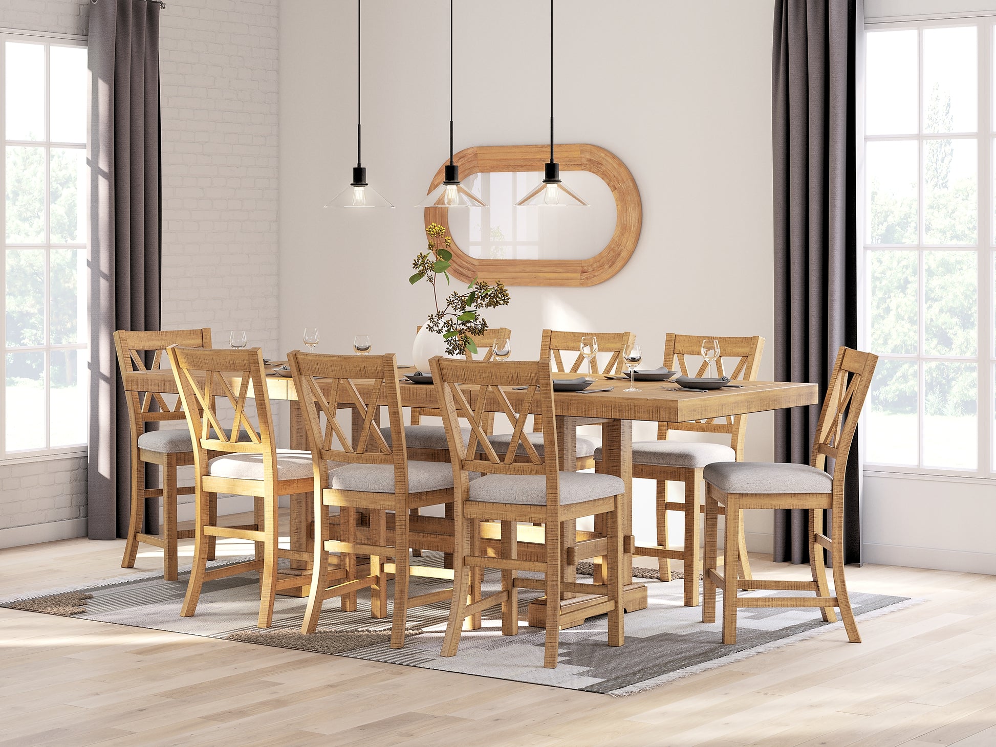Havonplane Counter Height Dining Table and 8 Barstools Signature Design by Ashley®