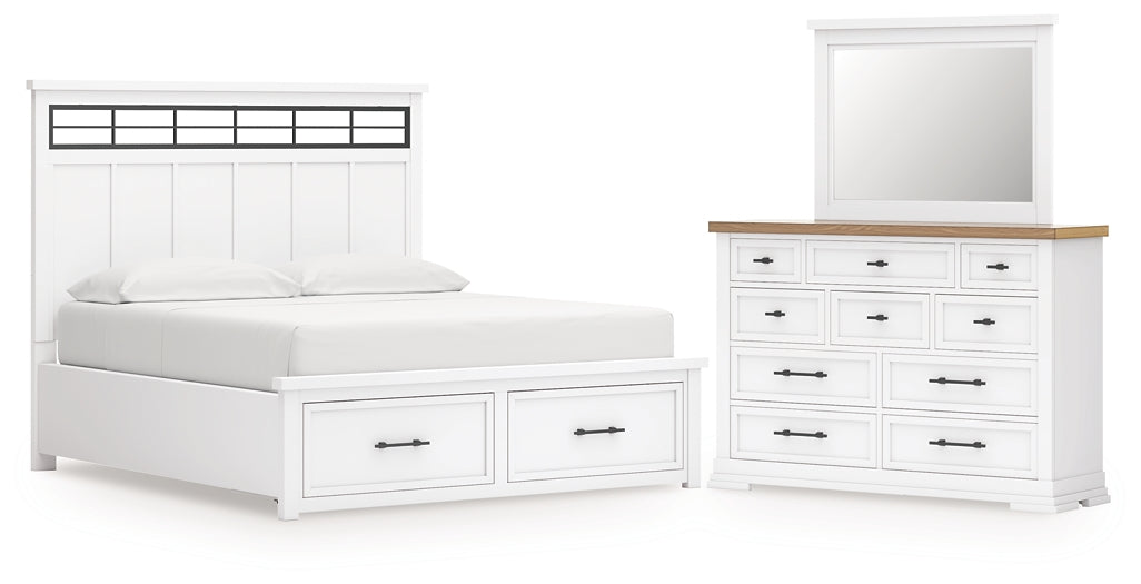 Ashbryn California King Panel Storage Bed with Mirrored Dresser Benchcraft®