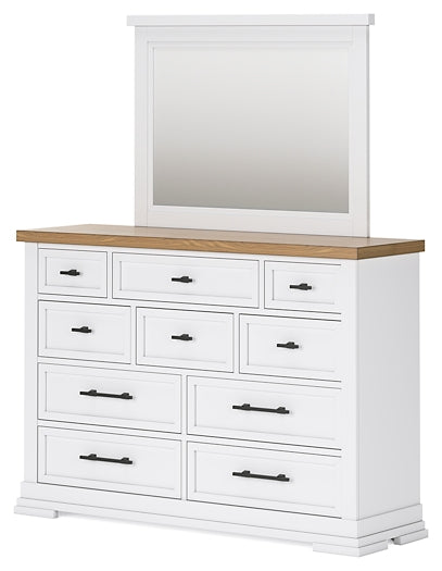 Ashbryn King Panel Storage Bed with Mirrored Dresser and Nightstand Benchcraft®