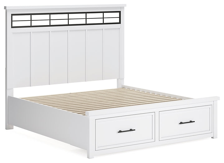 Ashbryn King Panel Storage Bed with Mirrored Dresser and Nightstand Benchcraft®