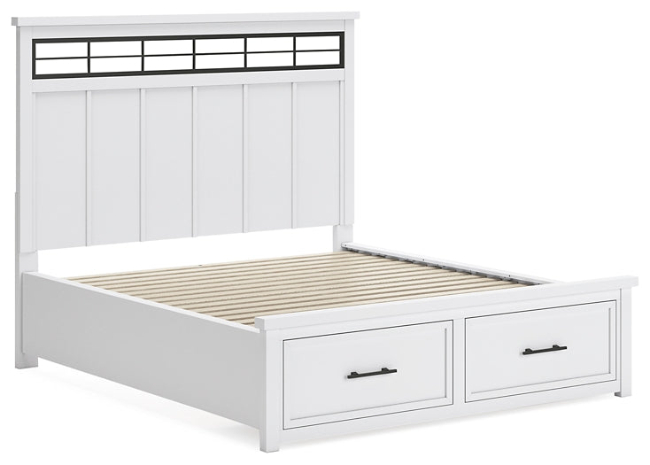 Ashbryn California King Panel Storage Bed with Mirrored Dresser and Nightstand Benchcraft®