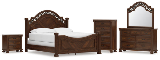Lavinton California King Poster Bed with Mirrored Dresser, Chest and Nightstand Signature Design by Ashley®