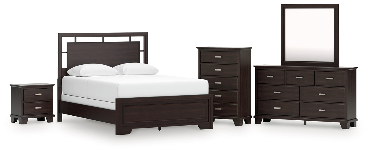 Covetown Queen Panel Bed with Mirrored Dresser, Chest and Nightstand Signature Design by Ashley®