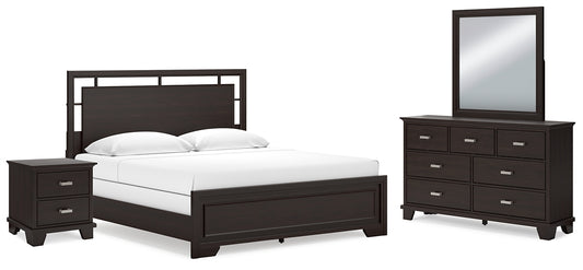 Covetown King Panel Bed with Mirrored Dresser and Nightstand Signature Design by Ashley®