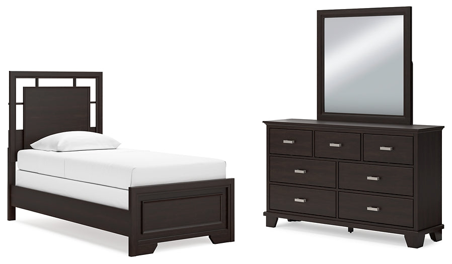 Covetown Twin Panel Bed with Mirrored Dresser Signature Design by Ashley®