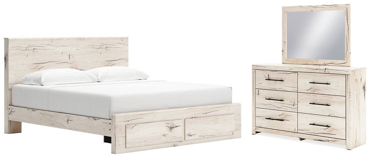 Lawroy King Panel Storage Bed with Mirrored Dresser Benchcraft®