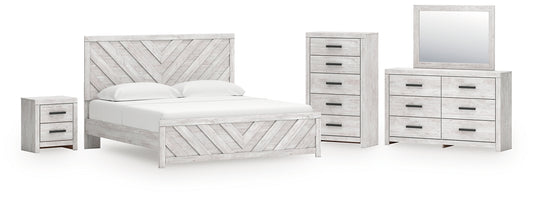 Cayboni King Panel Bed with Mirrored Dresser, Chest and Nightstand Signature Design by Ashley®