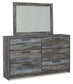 Baystorm King Panel Bed with Mirrored Dresser and Nightstand Signature Design by Ashley®