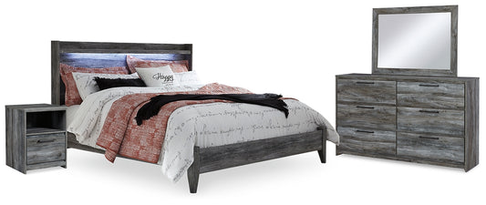 Baystorm King Panel Bed with Mirrored Dresser and Nightstand Signature Design by Ashley®
