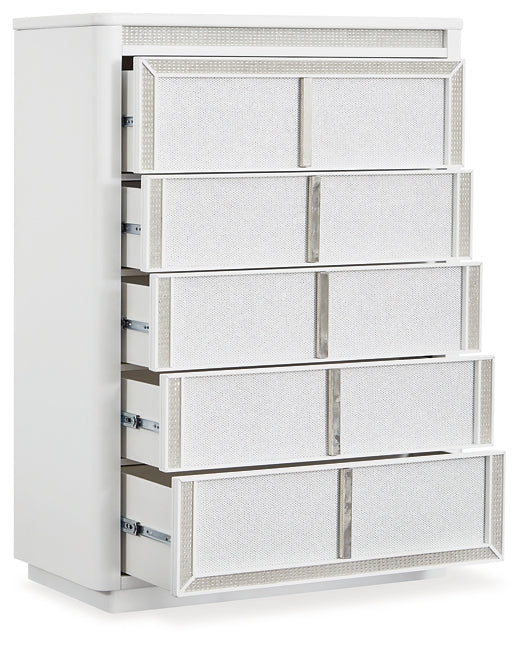 Chalanna Queen Upholstered Storage Bed with Mirrored Dresser, Chest and Nightstand Signature Design by Ashley®