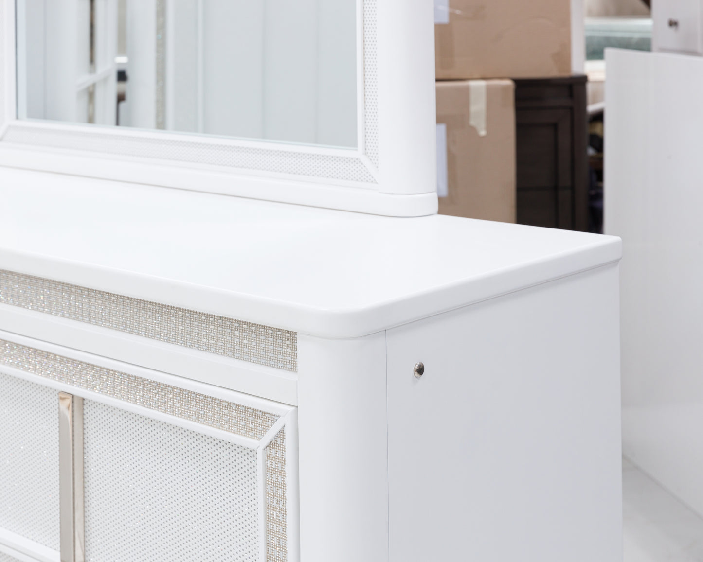 Chalanna Queen Upholstered Storage Bed with Mirrored Dresser, Chest and Nightstand Signature Design by Ashley®