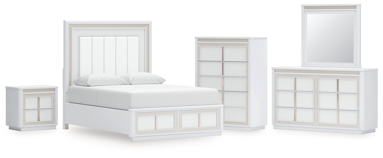 Chalanna Queen Upholstered Storage Bed with Mirrored Dresser, Chest and Nightstand Signature Design by Ashley®