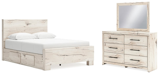 Lawroy Queen Panel Bed with Mirrored Dresser Benchcraft®