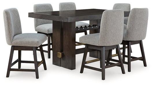 Burkhaus Counter Height Dining Table and 6 Barstools Signature Design by Ashley®