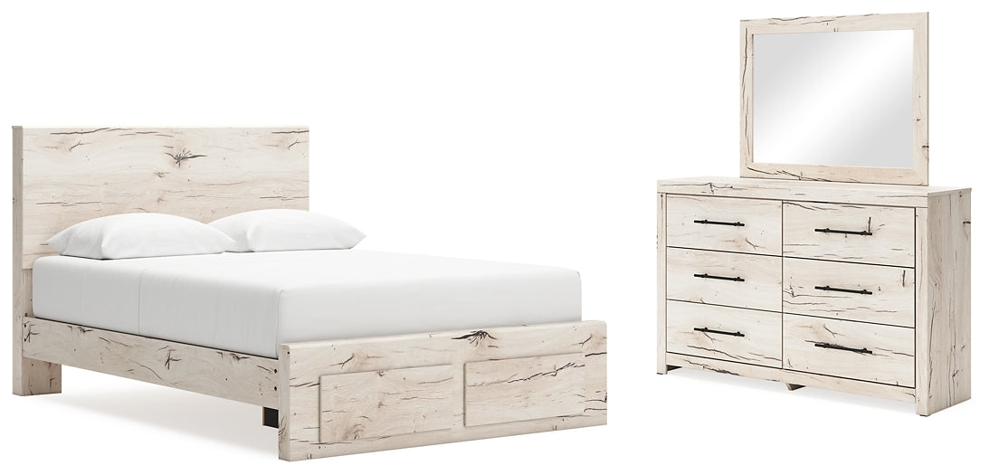 Lawroy Queen Panel Storage Bed with Mirrored Dresser Benchcraft®