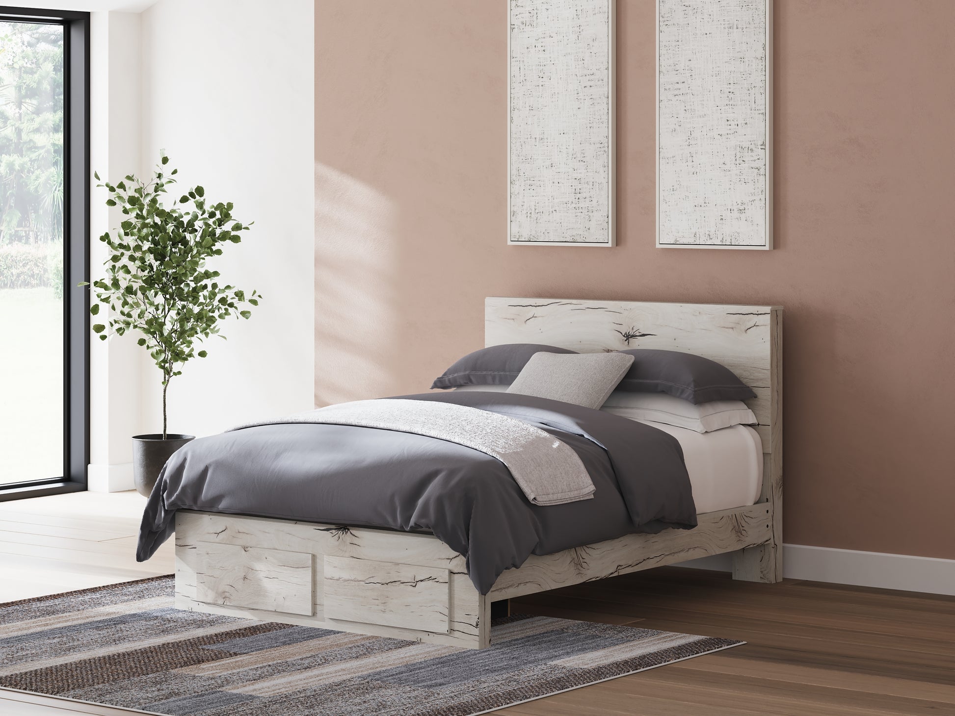 Lawroy Queen Panel Storage Bed with Mirrored Dresser Benchcraft®