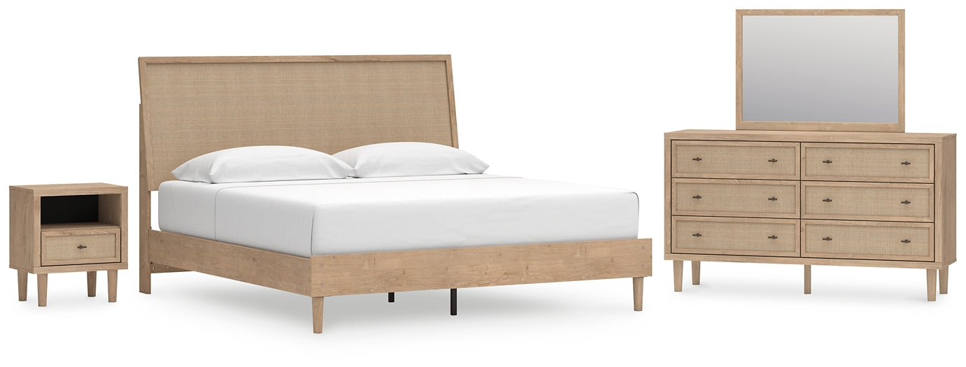 Cielden King Panel Bed with Mirrored Dresser and Nightstand Signature Design by Ashley®