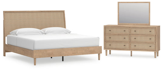Cielden King Panel Bed with Mirrored Dresser Signature Design by Ashley®