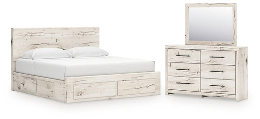 Lawroy King Panel Storage Bed with Mirrored Dresser Benchcraft®