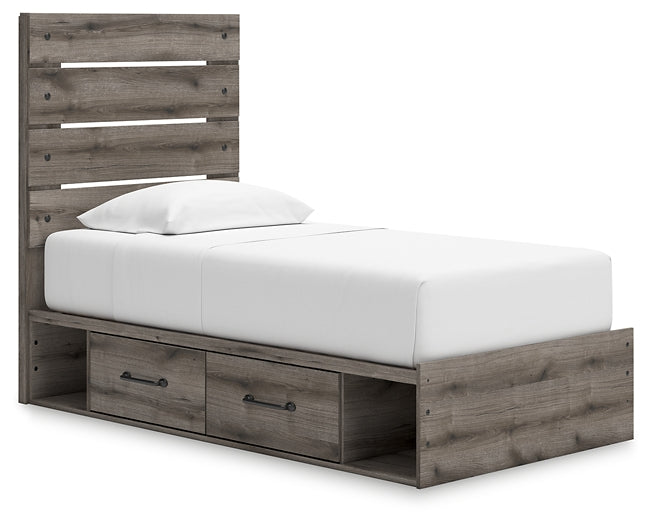 Graystorm Twin Panel Storage Bed with Mirrored Dresser and Nightstand Signature Design by Ashley®