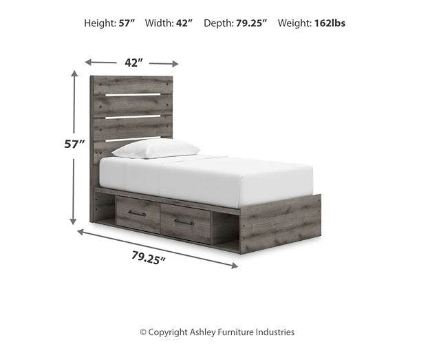 Graystorm Twin Panel Storage Bed with Mirrored Dresser and Nightstand Signature Design by Ashley®