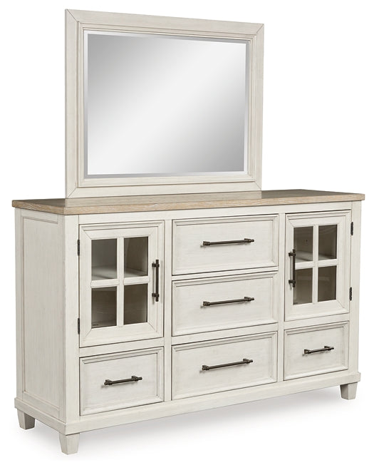 Shaybrock Queen Panel Bed with Mirrored Dresser, Chest and Nightstand Benchcraft®