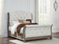 Ardenfield Queen Upholstered Sleigh Bed with Mirrored Dresser, Chest and Nightstand Signature Design by Ashley®