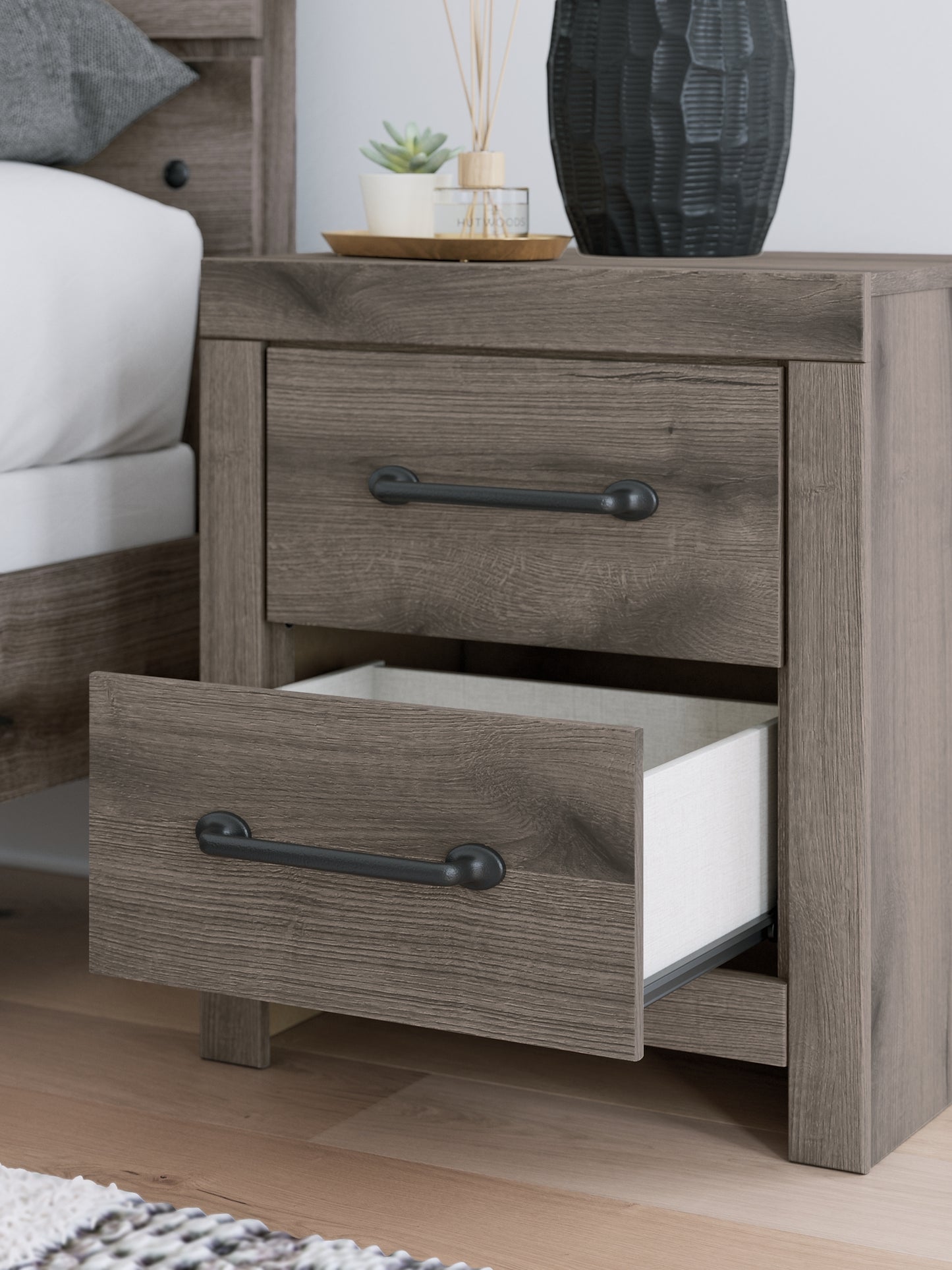 Graystorm Full Panel Bed with Storage with Mirrored Dresser and Nightstand Signature Design by Ashley®