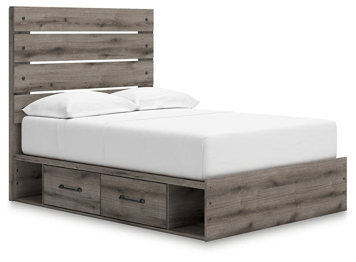 Graystorm Full Panel Bed with Storage with Mirrored Dresser and Nightstand Signature Design by Ashley®