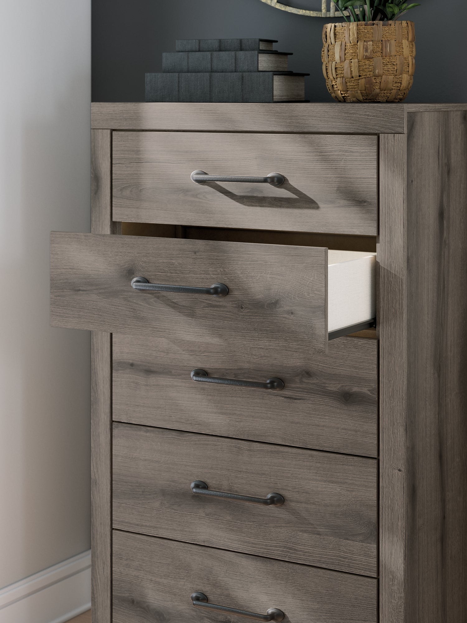 Graystorm Full Panel Bed with Storage with Mirrored Dresser, Chest and Nightstand Signature Design by Ashley®