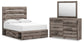 Graystorm Full Panel Bed with Storage with Mirrored Dresser Signature Design by Ashley®