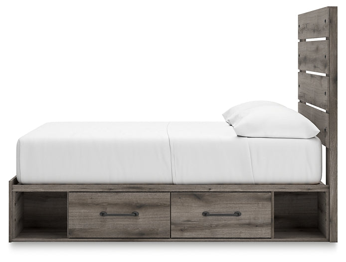 Graystorm Full Panel Bed with Storage with Mirrored Dresser Signature Design by Ashley®