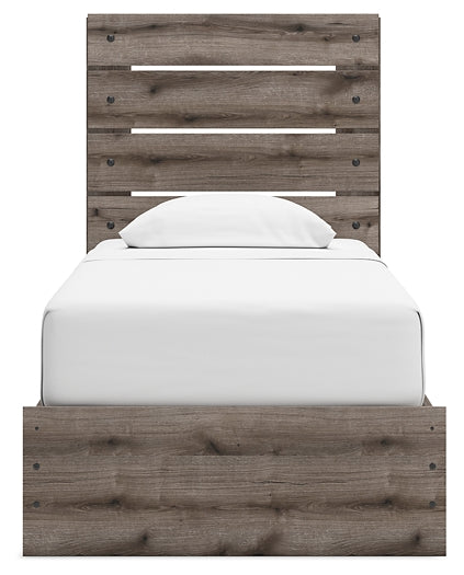 Graystorm Twin Panel Bed with Storage with Mirrored Dresser Signature Design by Ashley®