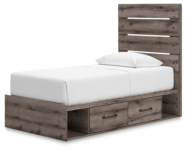 Graystorm Twin Panel Bed with Storage with Mirrored Dresser Signature Design by Ashley®