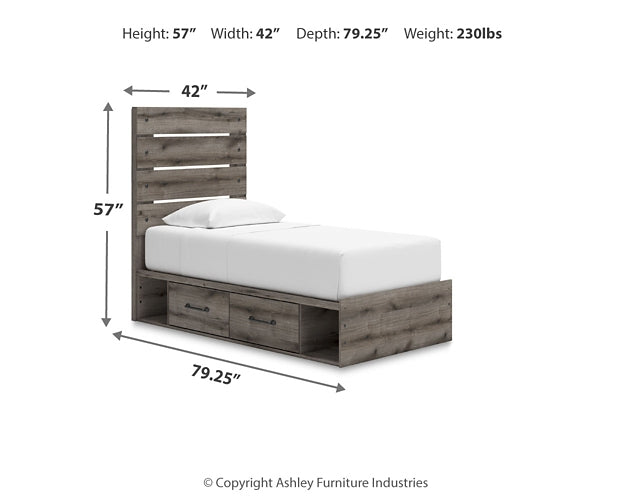 Graystorm Twin Panel Bed with Storage with Mirrored Dresser Signature Design by Ashley®